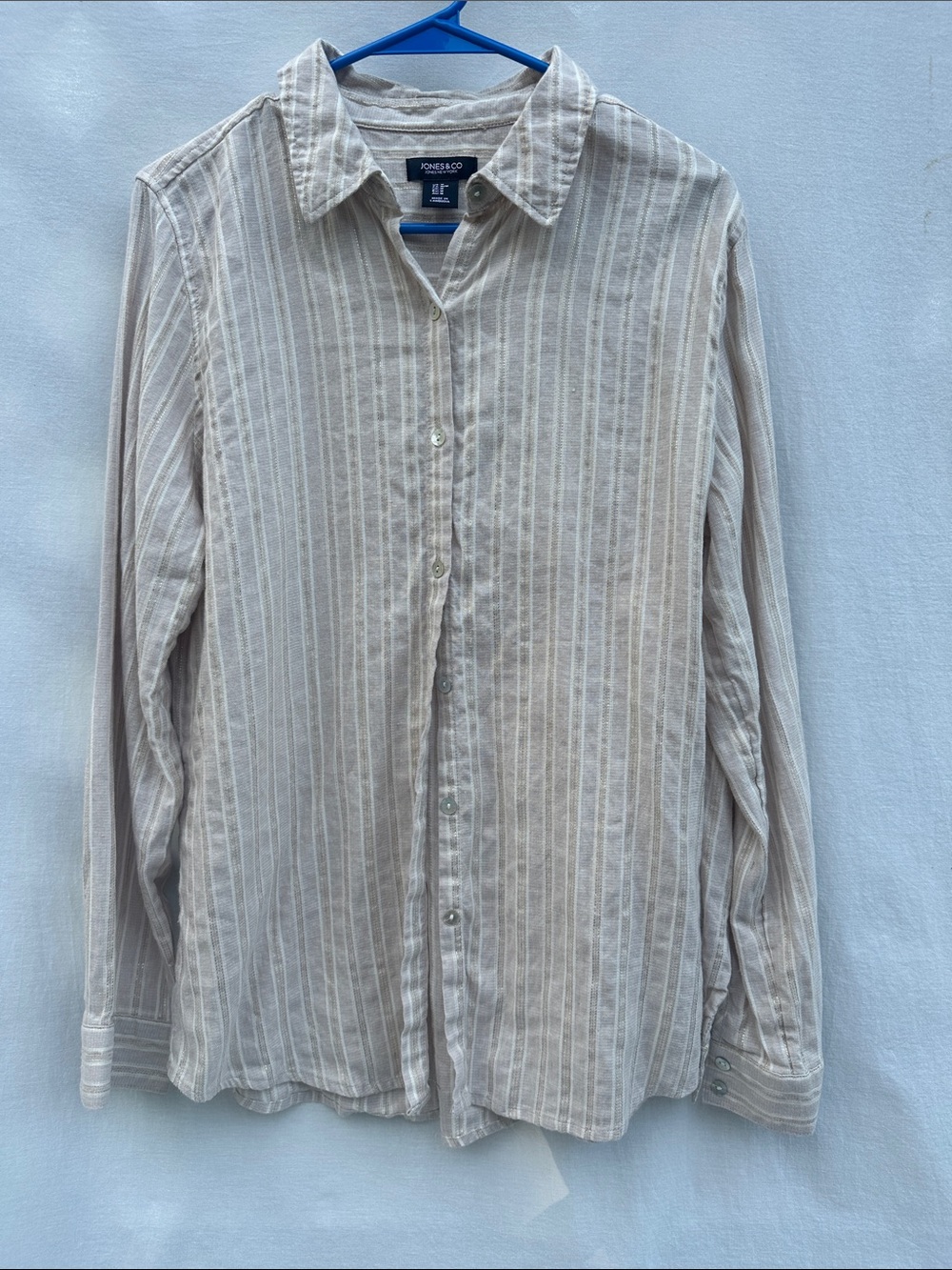 Jones Beige Striped Button-Up Shirt